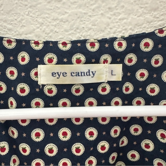 Eye Candy Apple Motif Dress Retro Print Vintage Cottagecore Mini Dress Large - Picture 3 of 8
